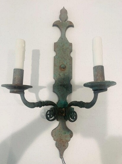 Copper Sconce with Verdigris Patina