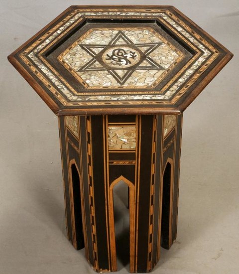 DAMASCUS STYLE MARQUETRY INLAID TABLE