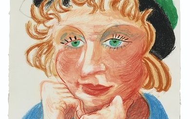 DAVID HOCKNEY (B. 1937), Celia with Green Hat