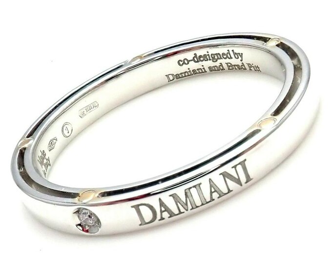 Damiani Brad Pitt 18k White Gold Diamond 3mm Band Ring