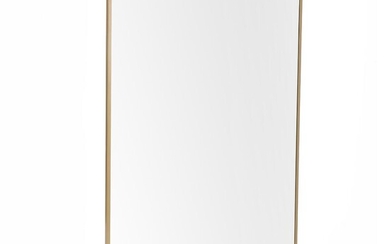 Danish design A rectangular mirror with gold coloured metal frame. W. 150 cm. H. 95 cm.