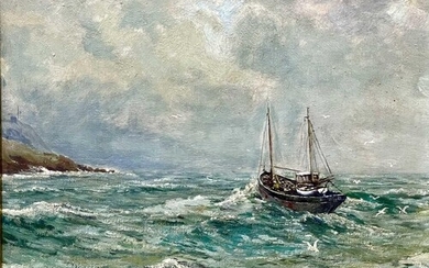 Denys LAW (1907-1981) Fishing Boat Oil on board, signed, 20....