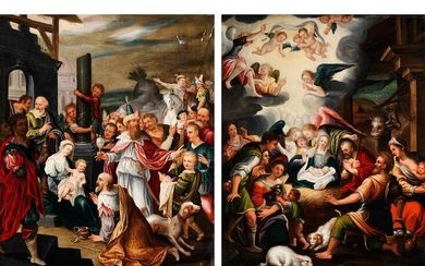 Deutscher Maler des 17. Jahrhunderts, CHRISTI GEBURT MIT ANBETUNG DER ENGEL