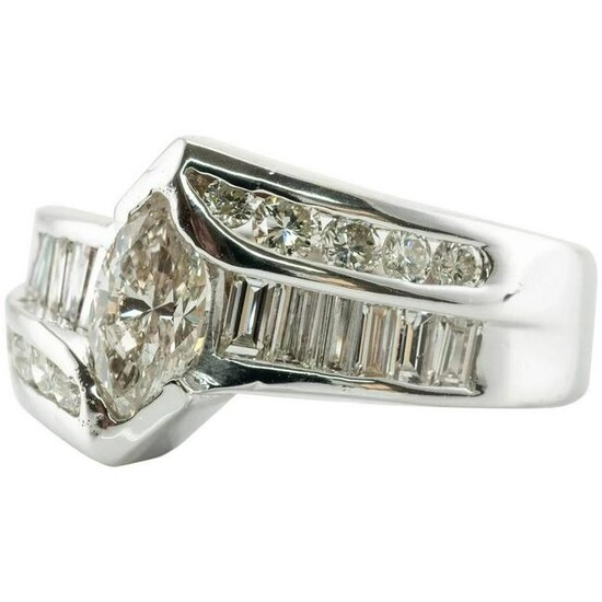 Diamond Ring 18K White Gold Marquise cut Engagement