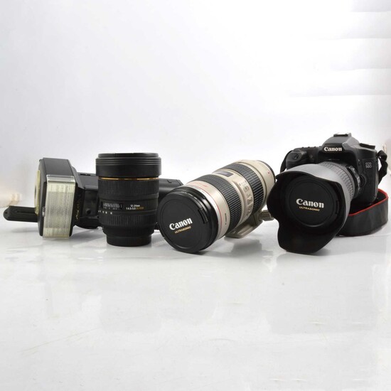 Digital SLR camera equipment, to include two Canon EOS 50D camera bodies etc.