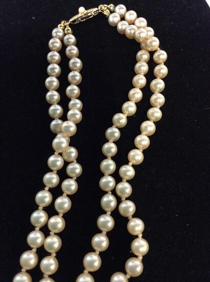 Double Strand Classic Costume Pearl Necklace