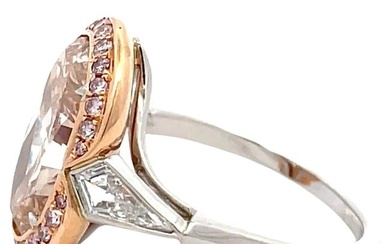 EGL USA Certified Oval Fancy Pinkish Brown Halo Diamond Ring 5.72 CTTW Platinum