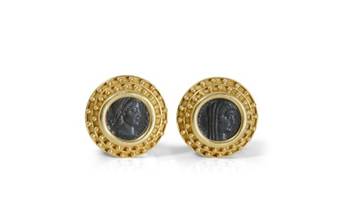 ELIZABETH LOCKE 18K Gold and Ancient Coin Earrings