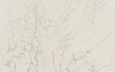 Edmond de Bretenières (1804-1882), Waterfall near Meiringen in the Reichenbach Valley, Journey to Switzerland, sketchbook, 1835, Pencil drawing