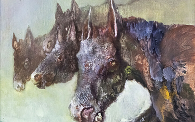 Edwin Salomon (1935-2014) - Horses, Oil on Canvas.