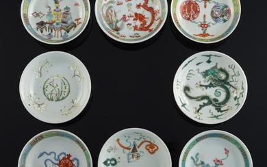 Eight assorted Chinese famille rose plates, Republic period