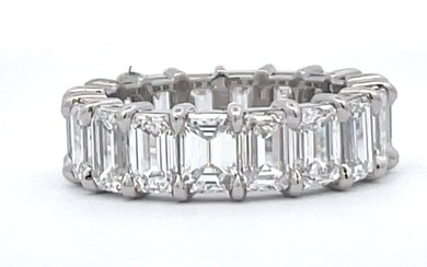 Emerald Cut Diamond Eternity Ring 6.19 CTS F-G VVS2-VS2 Platinum