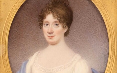 English School. Oval portrait miniature of a young lady, circa 1805
