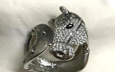 Equestrian Horse Theme Crystal Cuff Bracelet