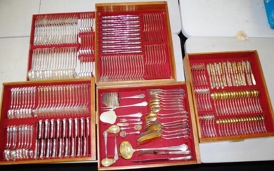 Extensive German silver & gilt cutlery set