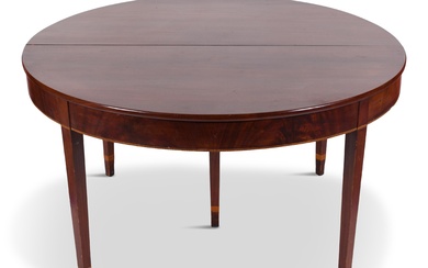 FEDERAL STYLE INLAID MAHOGANY TWO-PART DINING TABLE Height: 30 1/4 in. (76.8 cm.), Diameter: 54 in. (137.2 cm.)
