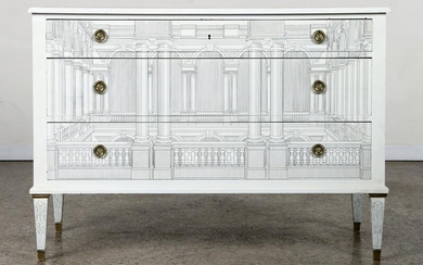 FORNASETTI STYLE 3 DRAWER HAND PAINTED DRESSER