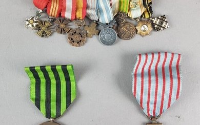 FRANCE : Médaille commémorative de la guerre de 1870, croix du combattant, barrette de 10...