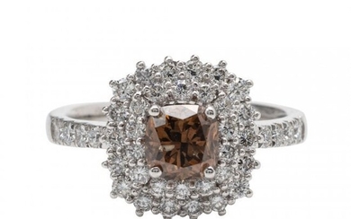 Fancy Brown Diamond and Platinum Ring