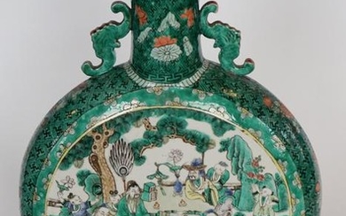 Fine Antique Chinese Famille Verte Porcelain Moon Flask