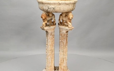 Fine Italian Carved Marble Baptismal Font