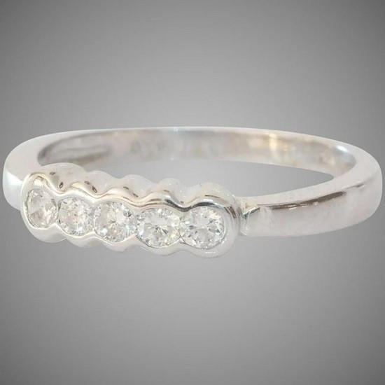Five Stone Diamond Ring | 14K White Gold | Vintage