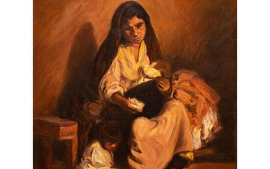 Framed Jose Ortega (1877-1955) Painting, Madre Con