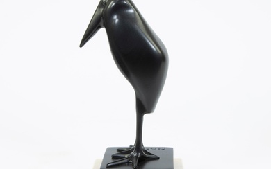 François POMPON (1855-1933)(after), sculpture in bronze with black patina 'Marabout', signed Pompon and numbered 18/48, cire perdue, posthumous edition bearing the stamp of the bronze foundry