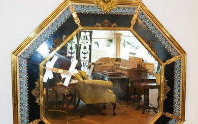 French Enamel Bronze Dore Mirror