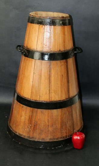 French butter churn re-purposed as umbrella bucket