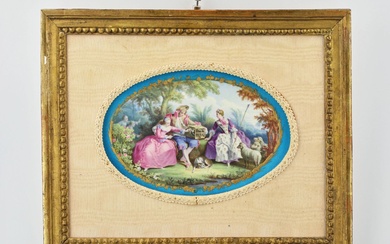French porcelain oval panel in Sevres style