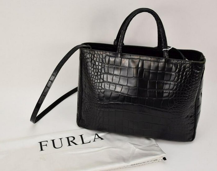 Furla lot of eight pieces including one black leather