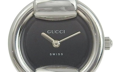 GUCCI Gucci watch 1400L stainless steel silver quartz analog display ladies black dial