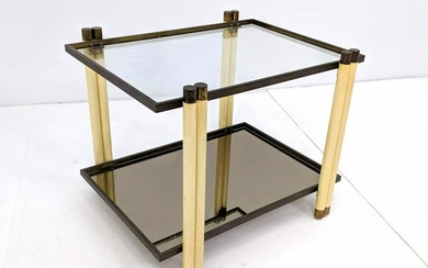 Gabriella Crespi Style Table. Modernist Glass Top Cream
