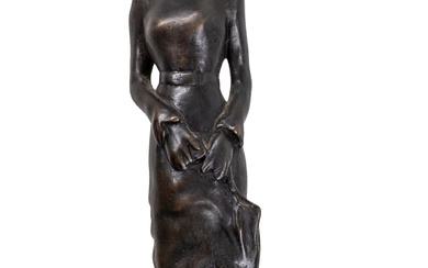 Gauguin, Paul. La Petite Parisienne. Bronze à patine foncée monté sur un socle en marbre....