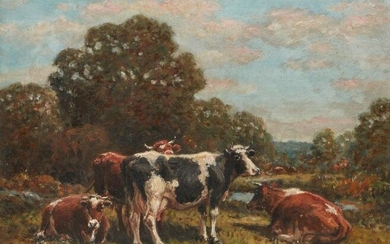 George Arthur Hays, Four cows in pasture, oil