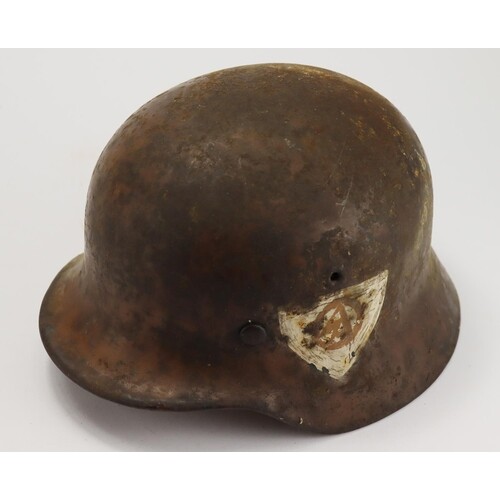 German Nazi steel helmet with scarce SA markings, very worn,...