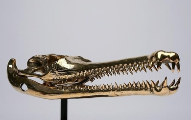 Gharial sculpture in polished bronze, 60 cm