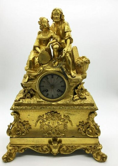 Gilt Bronze Figural Mantel Clock