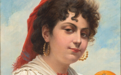 Giovanni Rota (Italian, 1860-1900) "Girl with Orange"