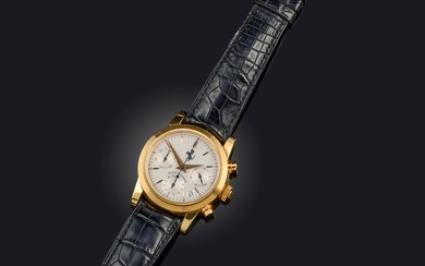 Girard Perregaux, montre-bracelet chronographe 'Ferrari' en or pour homme, réf.8020, cadran argenté avec cadrans auxiliaires...