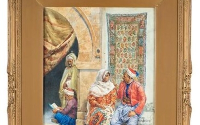 Giulio Rosati 1858-1917 (Italian) The rug mender