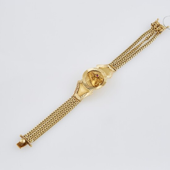 Gold and Stone Flexible Bracelet, 14K 25 dwt. all