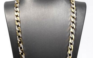 Gold and diamonds necklace 18k white and yellow gold, groumette...