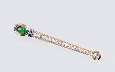 Goldschmiede Scheffel: A Brooch with Diamonds, Emerald and Sapphires