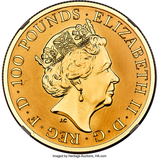 Great Britain: , Elizabeth II gold Proof "Mayflower 400th Anniversary" 100 Pounds (1 oz) 2020 PR70 Ultra Cameo NGC,...