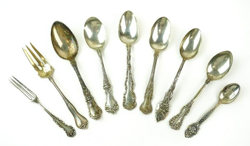 Group of 9 Sterling Silver Spoons and Forks