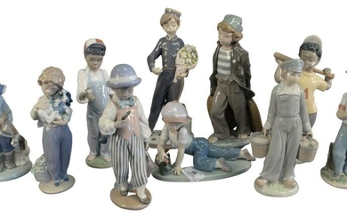 Group of Ten Porcelain Lladro Figurines, to include