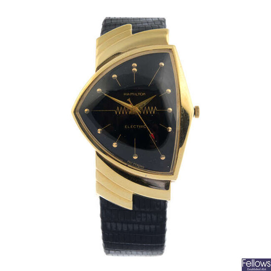 HAMILTON - a yellow metal Ventura wrist watch, 31x49mm.
