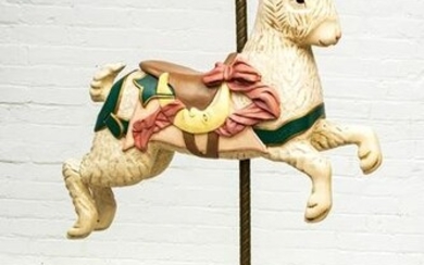 HAND CARVED AND PAINTED WOOD CAROUSEL RABBIT, 20TH C.